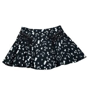 Hell Bunny Halloween Graveyard Bug Print Black White Mini Skirt Goth Punk Medium